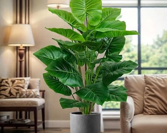 Artificial Palm Tree, 100cm Faux Palm Plant, 18 Leaf Tropical Decor, Lifelike Green Plant, Home Office Wedding Garden Party Decoration