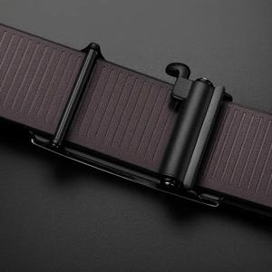 Men's Leather Belt Automatic Buckle, PU Dress Belt for Business Casual Work Party, Slim Fashion Waist Belt, Gift for Him Dad image 10