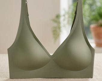 Sujetador push-up sin costuras para mujer, bralette inalámbrico con escote en V sin aros, sujetador deportivo con almohadillas extraíbles, lencería cómoda para el día a día (tallas S-3XL).