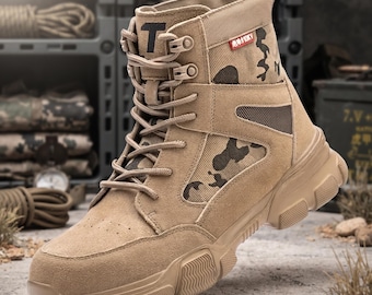 Men's Steel Toe Work Boots, Safety Shoes, Anti Puncture Work Boots, Slip Resistant Lightweight Boots, Industrial Construction Combat Shoes