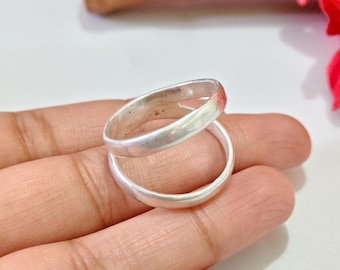Bague double en argent sterling massif 925, bague ouverte minimaliste empilable, bijoux faits main femme/homme