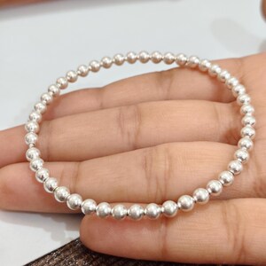 Dainty 925 Sterling Silver Bracelet, Handmade Stacking Bracelet, Minimalist Beaded Jewelry, Gift for Women