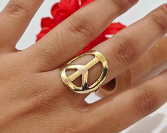 Peace Ring aus massivem Messing, Love Statement Ring, handgemachter Schmuck für den Alltag