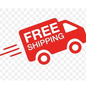 K&ouml;nnte beinhalten: Ein rotes grafisches Symbol eines Lieferwagens, der nach oben geneigt ist, mit drei horizontalen Bewegungslinien dahinter. Das Wort FREE ist in fetten wei&szlig;en Gro&szlig;buchstaben &uuml;ber dem Wort SHIPPING in wei&szlig;en Gro&szlig;buchstaben auf dem LKW gedruckt.