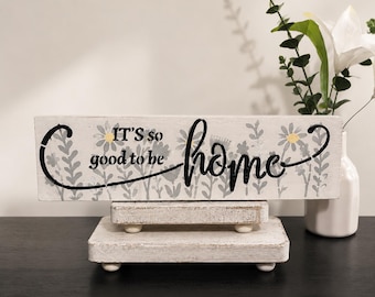 Hand-Painted Farmhouse Wood Sign | Rustic Daisy Floral Shelf Sitter Home Decor