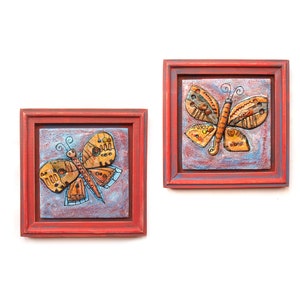 Art butterfly sculptures, Set of 2 Ceramic butterfly, Colorful butterfly, Small butterfly, Wall fish butterfly,  Abstract butterfly