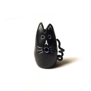 Black cat, Mini black cat, Black ceramic cat, Desk Cat sculpture, Cute cat sculpture, Miniature cat, Office cat decor, Miniature cat