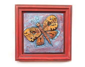 Art butterfly sculpture, Ceramic butterfly, Colorful butterfly, Small butterfly, Wall fish butterfly, Pottery butterfly, Abstract butterfly