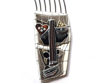 Black sculpture, Black Wall Mask, Abstract ceramic art, 3D wall art, Weird art face, Handmade mask, Ceramic home decor, Art mask, 99heads