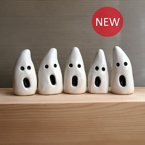 Set of 5 Ceramic Ghosts: Handmade Halloween Decor