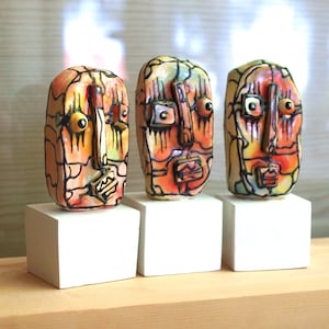 Kubistische Mini Kunstskulpturen: Schreibtisch Dekor, 3er Set