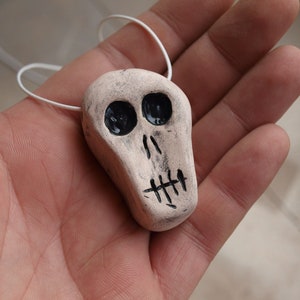 Skull necklace, Ceramic skull, Creepy skull, Ceramic pendant skull, Human skull, Halloween skull necklace, Little skull, Mini skull image 9