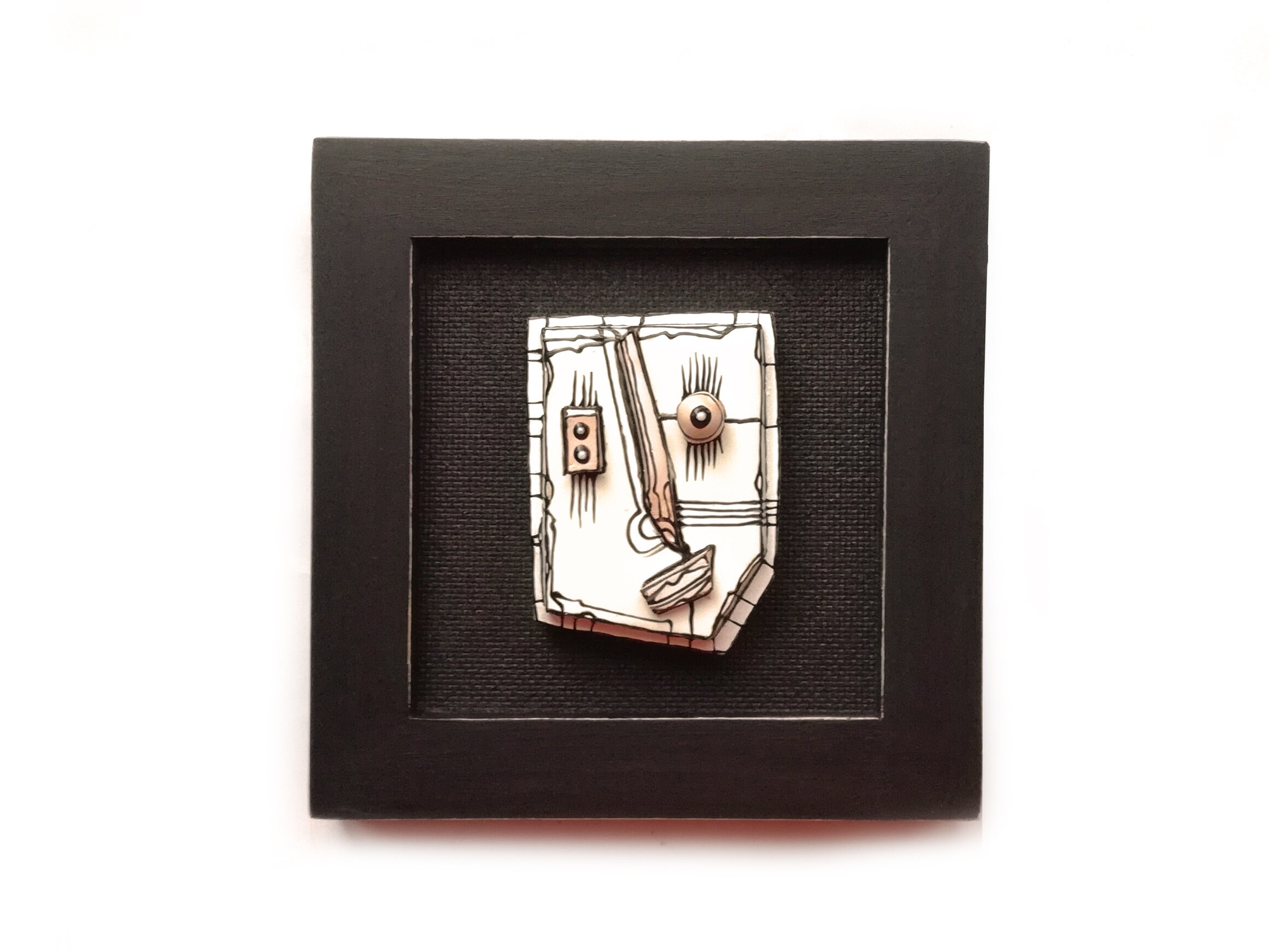 Black and white art Black sculpture Weird face Wall Etsy