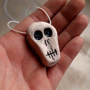 Skull necklace, Ceramic skull, Creepy skull, Ceramic pendant skull, Human skull, Halloween skull necklace, Little skull, Mini skull image 1