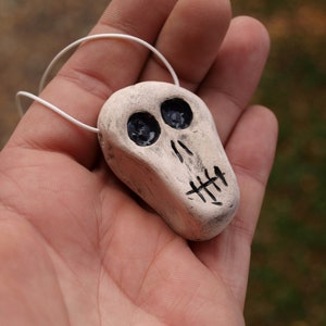 Skull necklace, Ceramic skull, Creepy skull, Ceramic pendant skull, Human skull, Halloween skull necklace, Little skull, Mini skull image 7