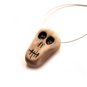 Skull necklace, Ceramic skull, Creepy skull, Ceramic pendant skull, Human skull, Halloween skull necklace, Little skull, Mini skull image 2
