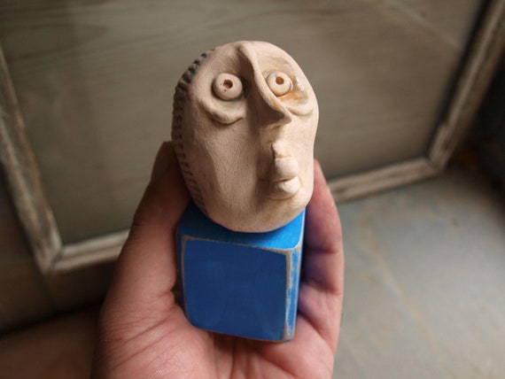 Desk Accessories Crazy Face Ceramic Sculpture Alien Desk Etsy
