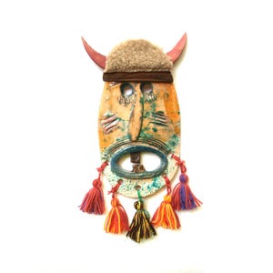 Folk art mask , Bulgarian kuker mask, Bulgarian folk art, Original ceramic mask, Ceramic Mask, Ceramic wall mask, Devil mask, Kuker mask