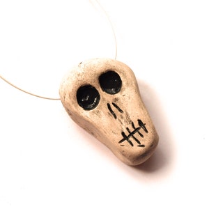 Skull necklace, Ceramic skull, Creepy skull, Ceramic pendant skull, Human skull, Halloween skull necklace, Little skull, Mini skull image 8