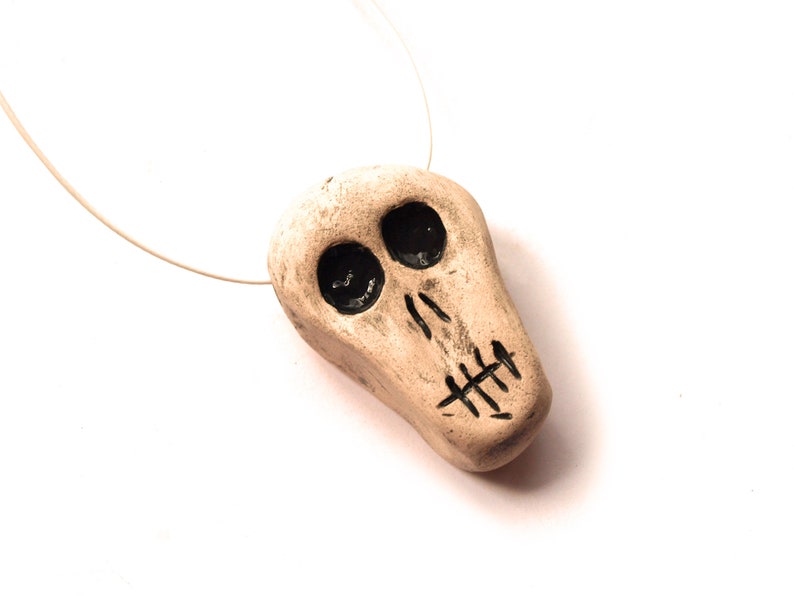 Skull necklace, Ceramic skull, Creepy skull, Ceramic pendant skull, Human skull, Halloween skull necklace, Little skull, Mini skull image 8