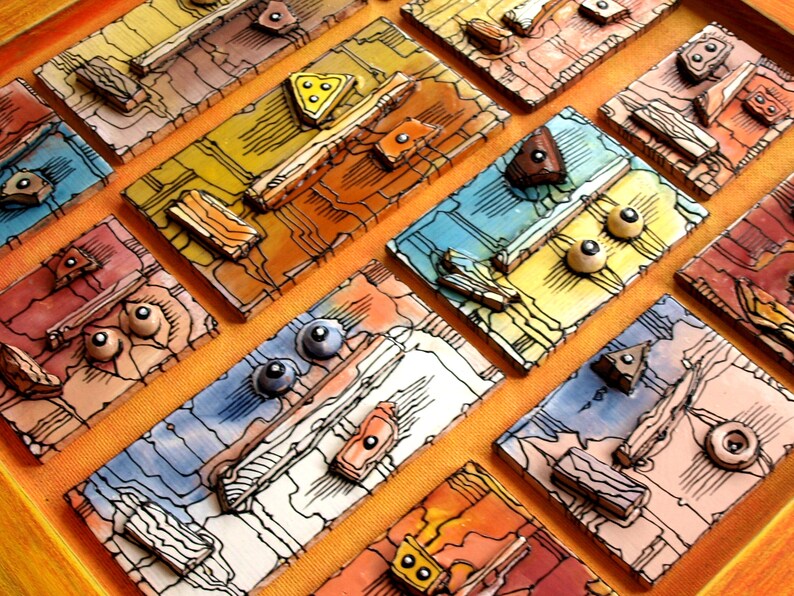 Colorful Wall Sculpture Abstract Ceramic Faces Collective Etsy