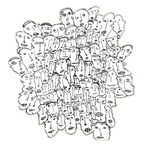 Social network, 99heads (Stampa artistica) A4 , Bianco e Nero