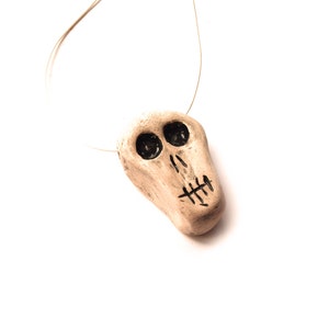 Skull necklace, Ceramic skull, Creepy skull, Ceramic pendant skull, Human skull, Halloween skull necklace, Little skull, Mini skull image 3