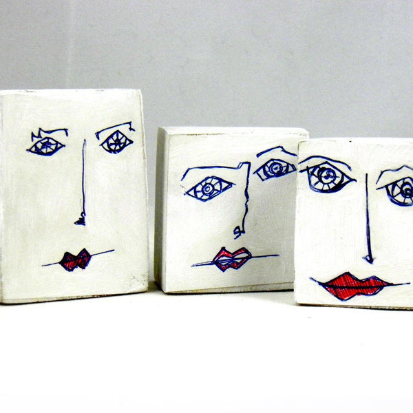 Original Art Sculpture, OOAK Sculpture, Wooden heads,  Art sculpture by 99heads