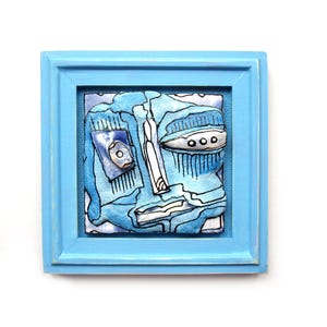 Crazy art face, Contemporary art, Modern ceramics, Blue sculpture, Wall mask, Ceramic mask, Weird mask, Abstract face, Wall sculpture