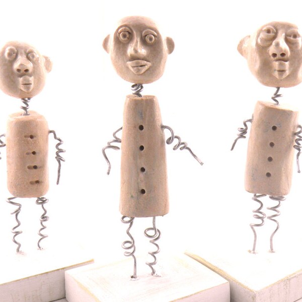 Ceramic Art Sculpture, (set of 3), Wire art sculpture, Wire figure, Ceramic home decor, Wire sculpture