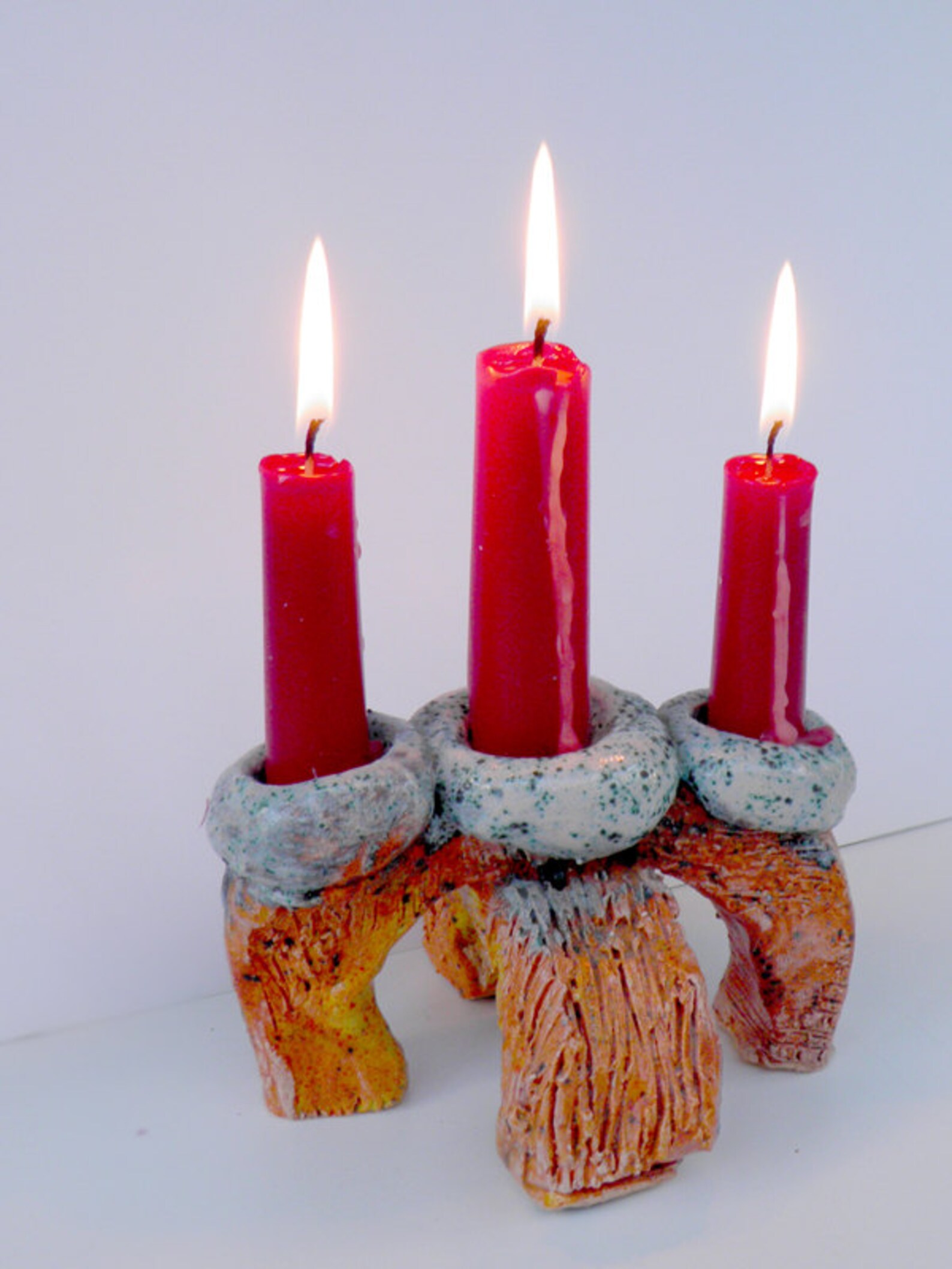Triple Candle Holder. Blue Ceramic Candle Holder Unique Etsy