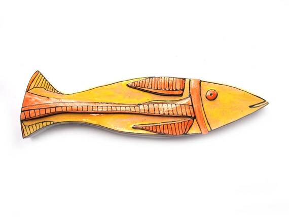 Animal Sculpture Fish Wall Art Nautical Home Decor Ceramic Etsy