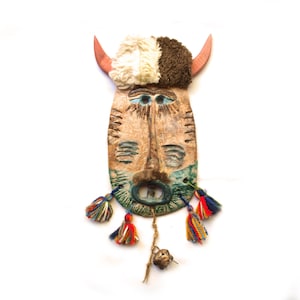 Handmade Ceramic &quot;Kuker&quot; Mask: Bulgarian Folk Art Wall Decor