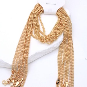 5Pcs 18k Gold Plated double row bead chain, Ball chains, round bead chain  Adjustable necklace accessory