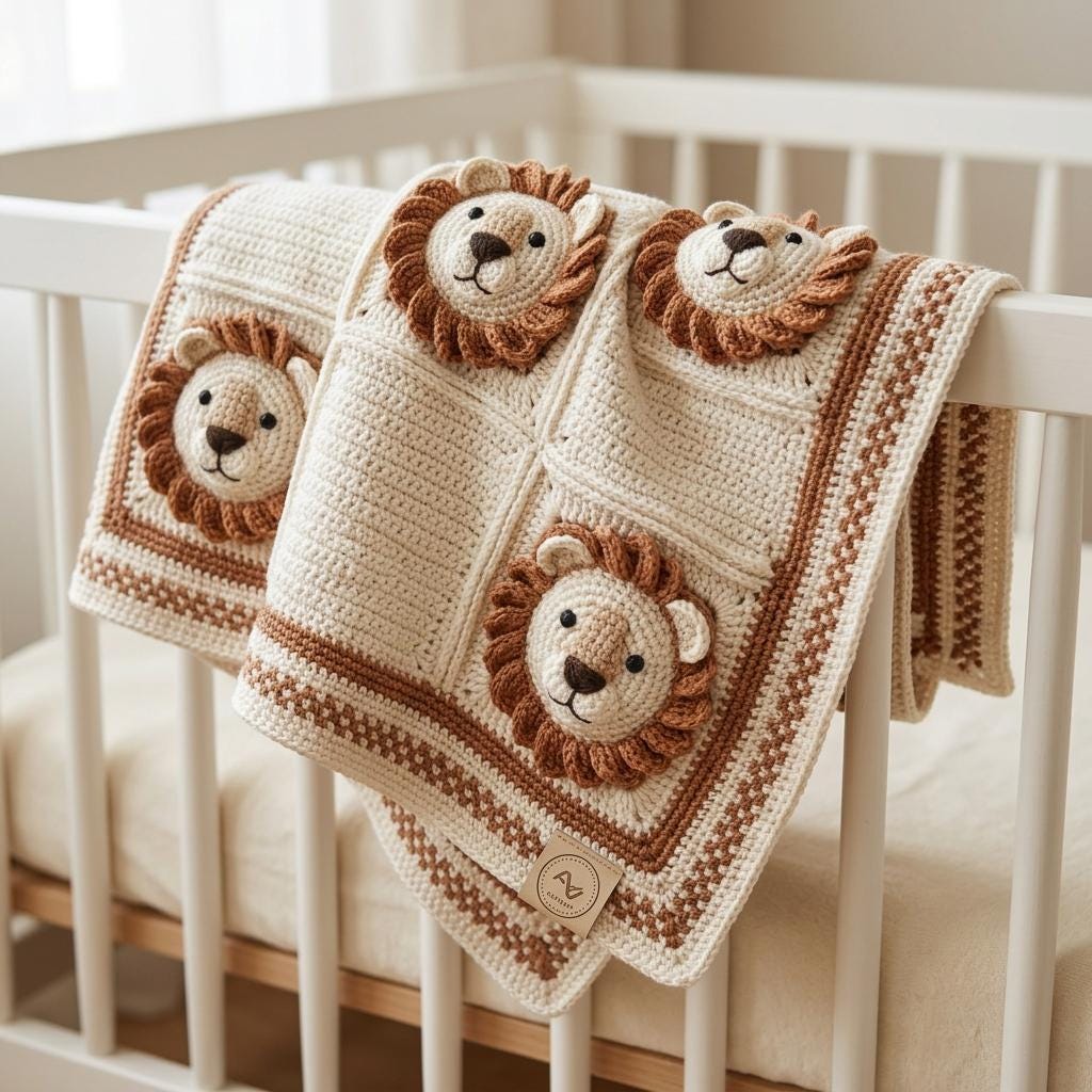 39 Lion Crochet Patterns to Stitch for Nurseries, Gifts, and Safari-Inspired Decor 8 Crochet Lion Baby Blanket