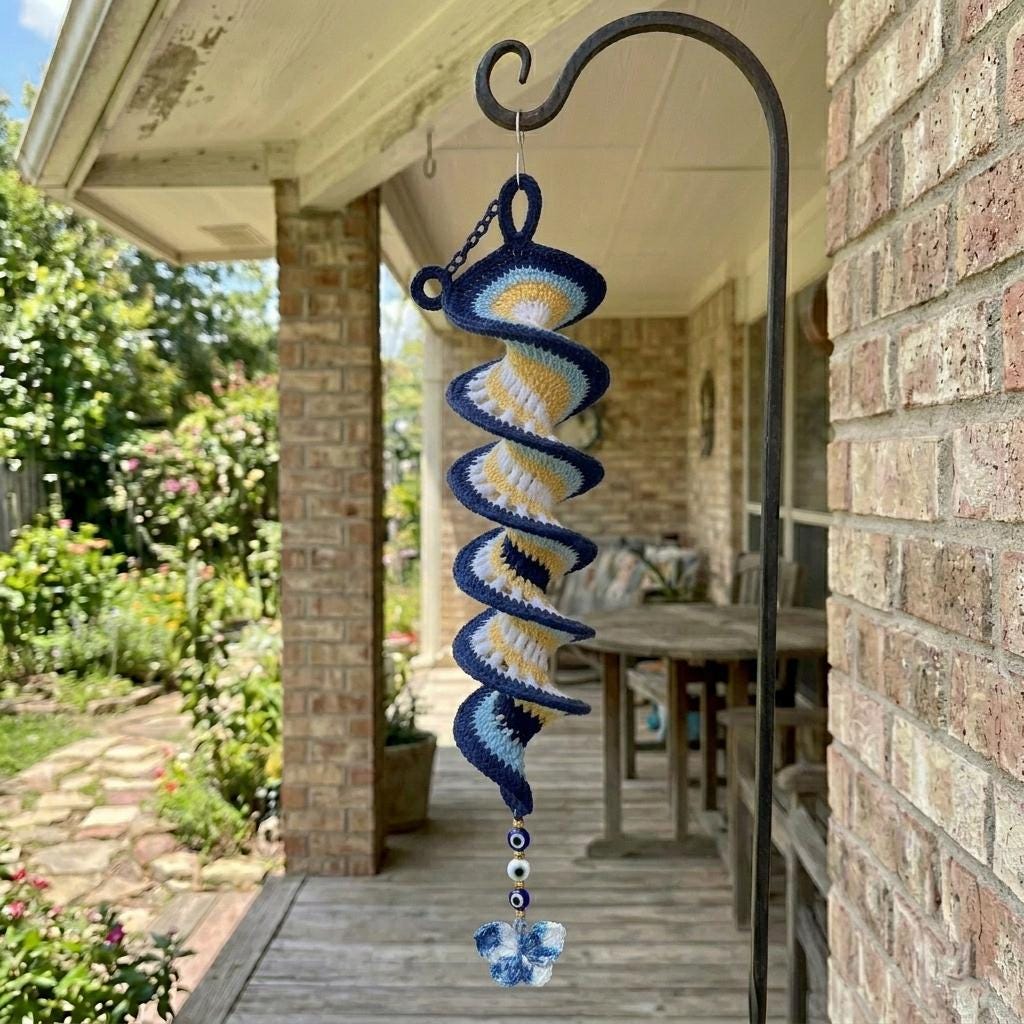 Crochet Butterfly Wind Spinner Pattern PDF | Hanging Garden Decor