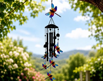 Carillon éolien en métal pour l'extérieur, carillons éoliens oiseau rouge papillon colibri, décoration de terrasse de jardin, décoration suspendue de terrasse, ornement de jardin imperméable