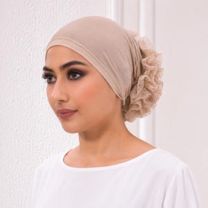 Floral Chemo Turban for Women, Soft Cancer Headwear, Lace Flower Head Cover, Hair Loss Cap, Modest Hijab Underscarf, Cancer Gift