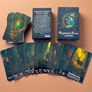 Enchanted Forest Oracle Cards Deck with Guidebook, Woodland Fantasy Oracle, Nature Spirit Divination Deck, Witchy Gift for Readers