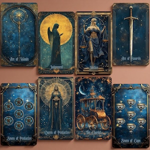 Celestial Tarot Deck with Guidebook, Cosmic Astrology Tarot Cards, Mystical Divination Deck, Gothic Fantasy Witchy Gift for Readers
