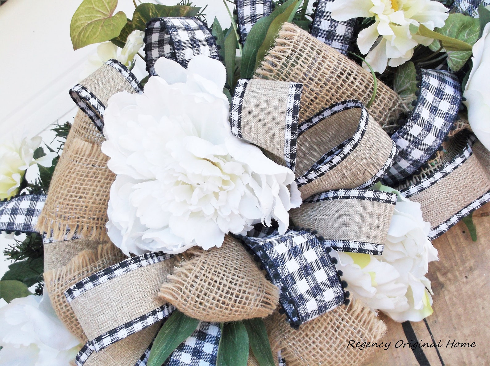 WELCOME All Season Spring FARMHOUSE Door Wreath With Barn Wood Sign ...