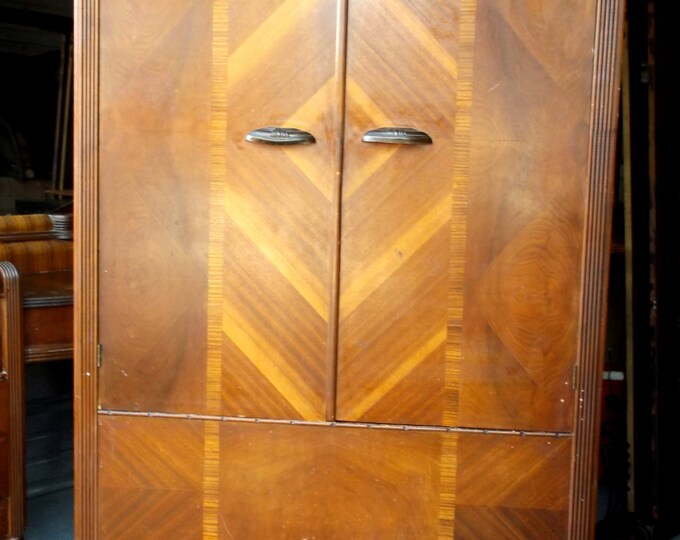 1920's Art Deco Waterfall WARDROBE Original Condition Cedar Lined