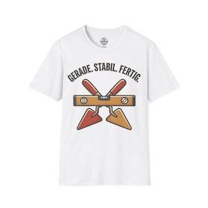 まっすぐ、安定、完成 - レンガ職人のヴィンテージTシャツ - 水準器とこての職人モチーフ