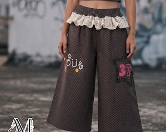 Polka Dot Shorts | Wide Baggy Cropped Pants | Daily Wear | Retro Casual Style