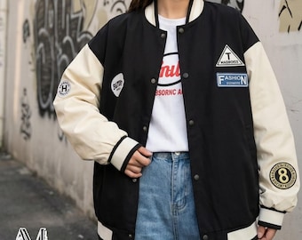 Retro Varsity Jacket | Relaxed Fit Baseball Coat | Unisex Outerwear | Daily Bomber Style