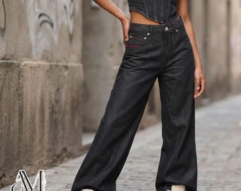 Baggy Skate Pants | Hand Stitched Heavy Jeans | Street Style | Dark Raw Slacks