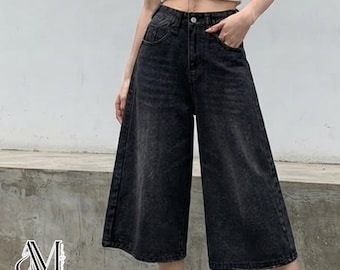 Baggy Denim Jorts | High Waist Wide Leg | Loose Fit | Y2K Streetwear Style
