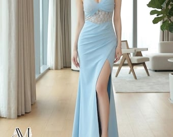 Formal Maxi Dress | Cap Sleeve Party Outfit | Evening Wear | Lace Waist Style