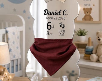 Personalized Animal Acrylic Mirror, Custom Baby Birth Stats Keepsake