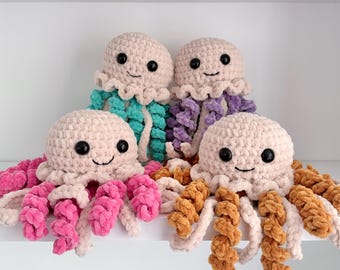 Handmade Chenille Crochet Jellyfish Plush | Ocean Nursery Decor, Squishable Stuffed Animal